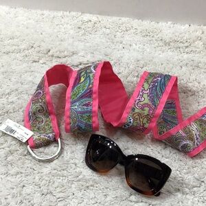 Eliza B. Pink paisley ribbon belt